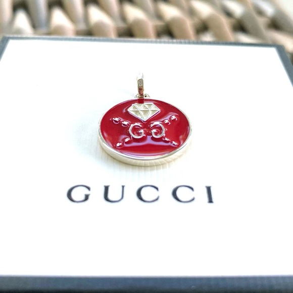 GucciGhost Sterling Silver & Enamel Diamond Charm - Picture 8 of 14